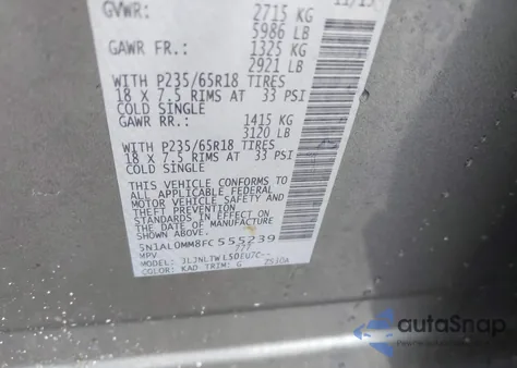 2015 Infiniti Qx60 from USA, damaged, VIN 5N1AL0MM8FC555239